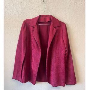 Vintage 80's handmade red soft open front blazer size M